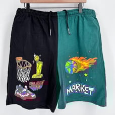 Market Memorabilia Shorts Size XXL Green Black Graphic Print Streetwear