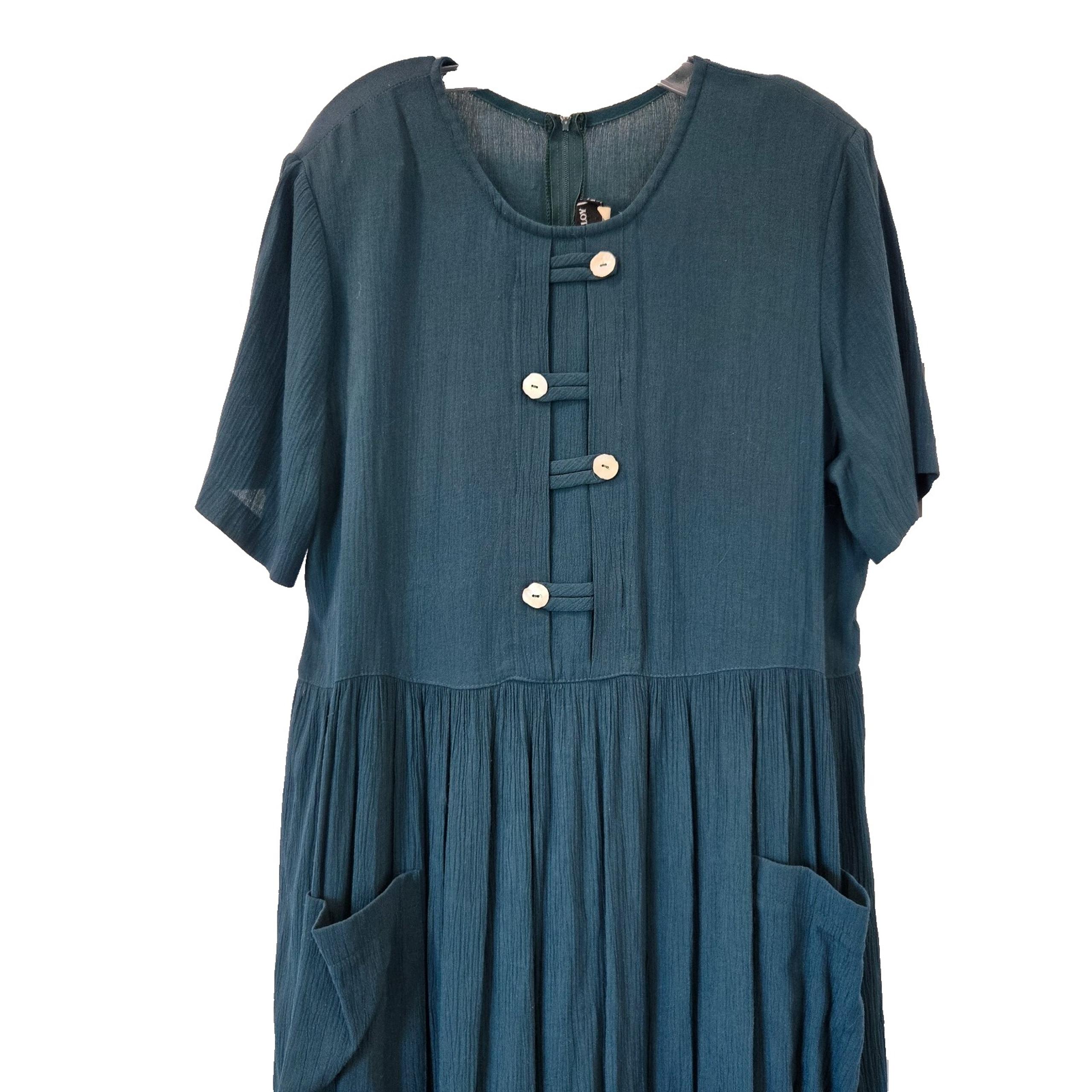 Vtg Womens Sz L Molly Malloy Maxi Cottagecore Comfort Pockets Grannycore Prairie
