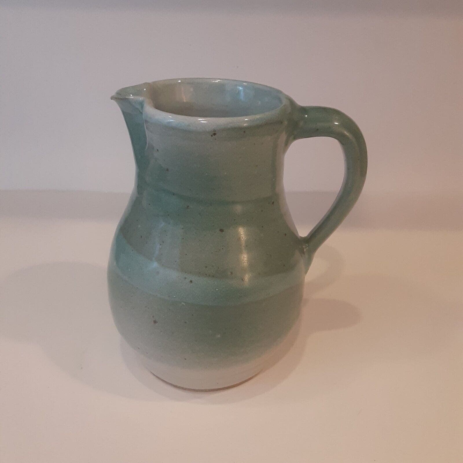 Artist Signed Stoneware Pitcher Sea Blues Versatile Decor