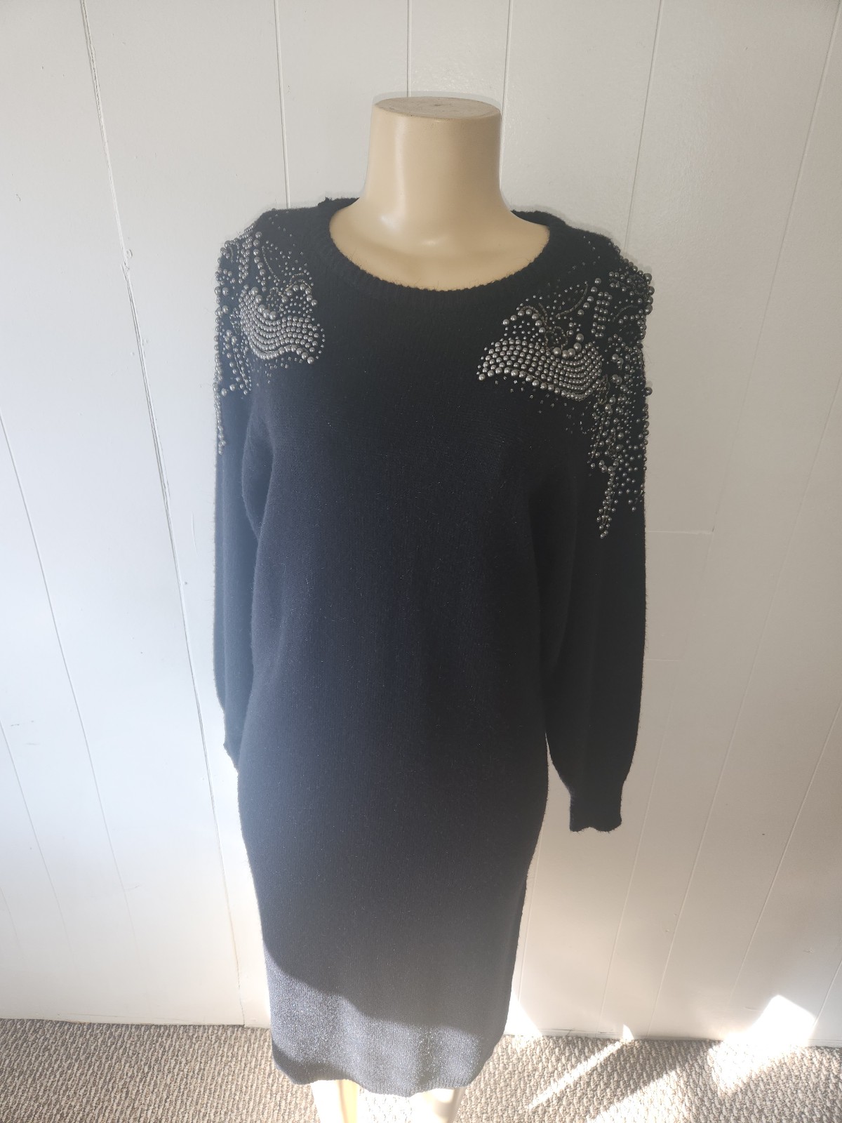 Vintage Raoul beaded shoulder dress black oversized