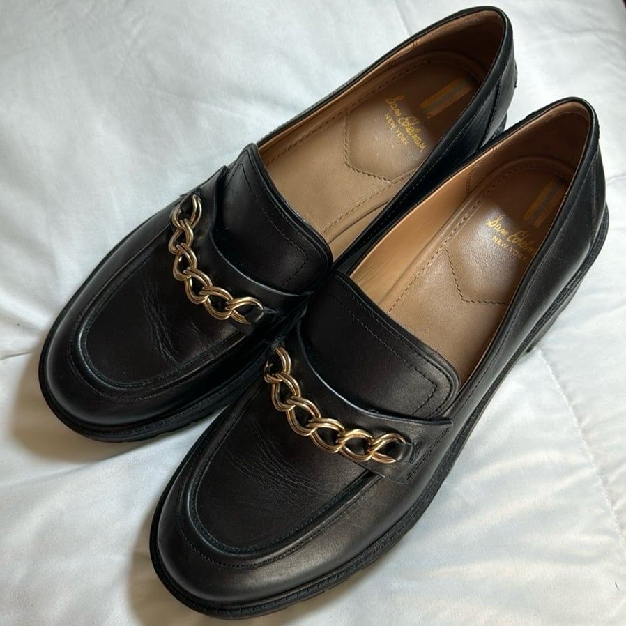 Sam Edelman New York Taelor Y2K Chunky Lug Sole Chain Leather Loafers Size 10M