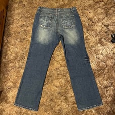Vintage Y2K ULine Embroidered Distressed Baggy Denim Jeans 34x32