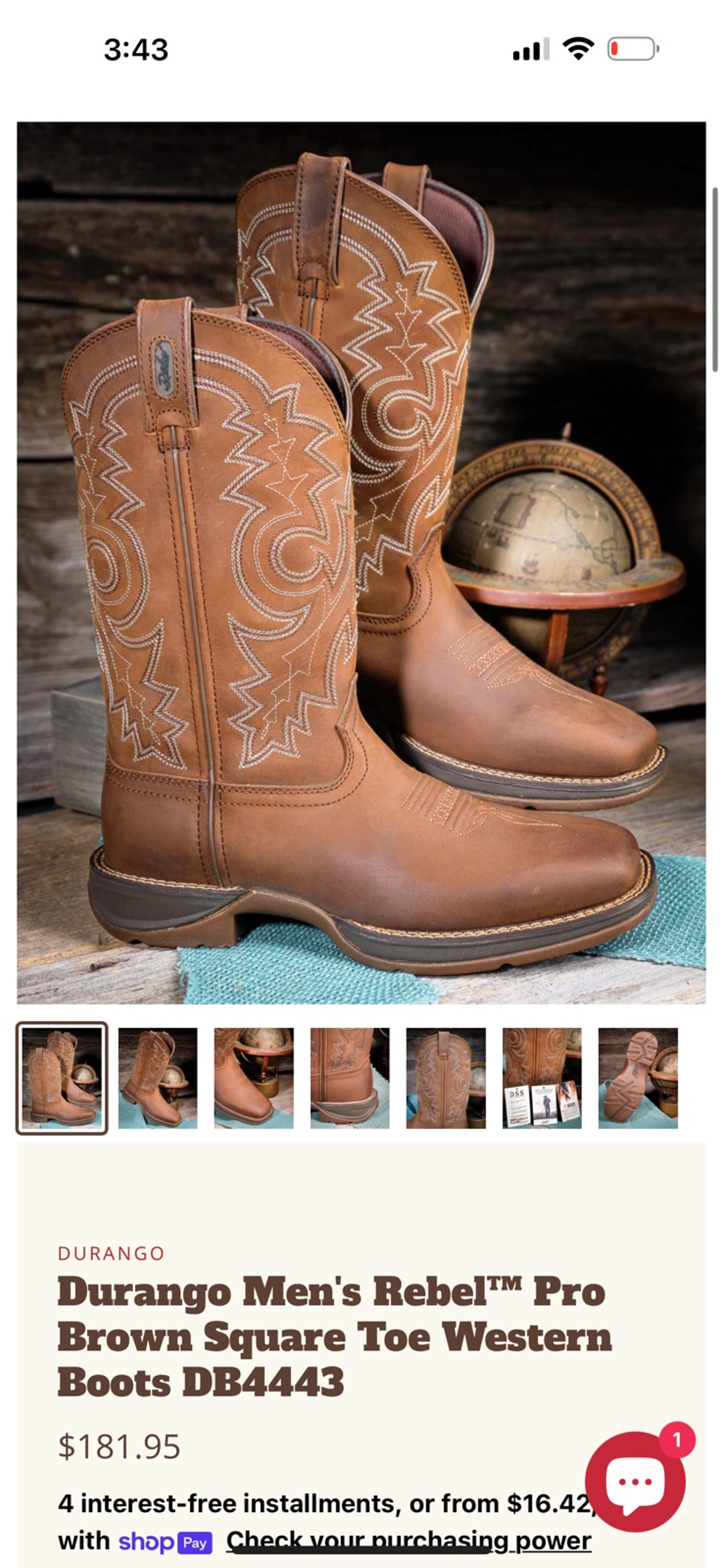 Durango Men's Rebel™ Pro Brown Square Toe Western Boots DB4443