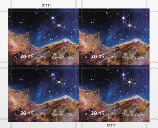 Priority Mail Express Cosmic Cliffs (pane of 4 stamps) 50% off