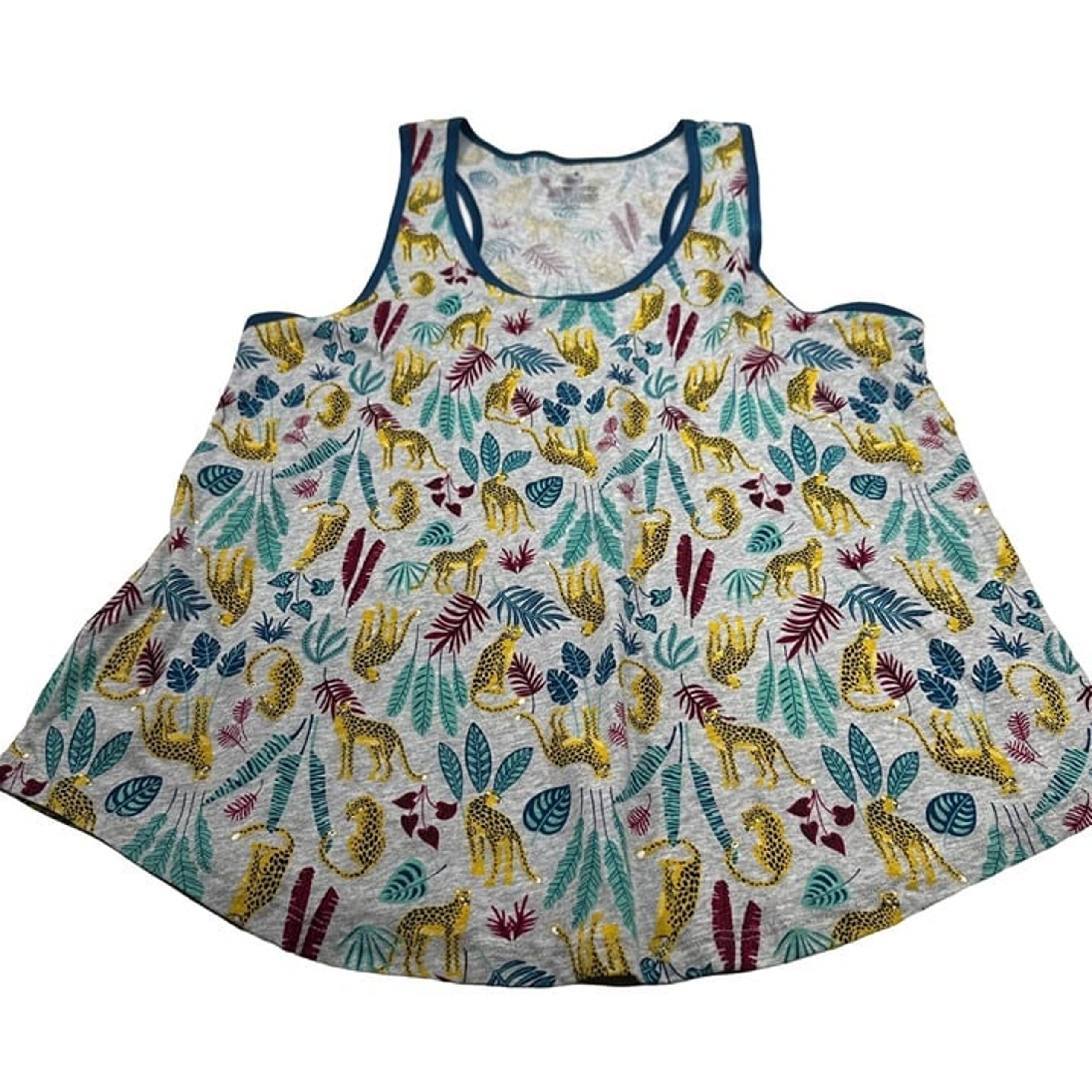 Secret Treasures Women's Size Large 12-14 Sleep Tank Top Leopard Leaves New
