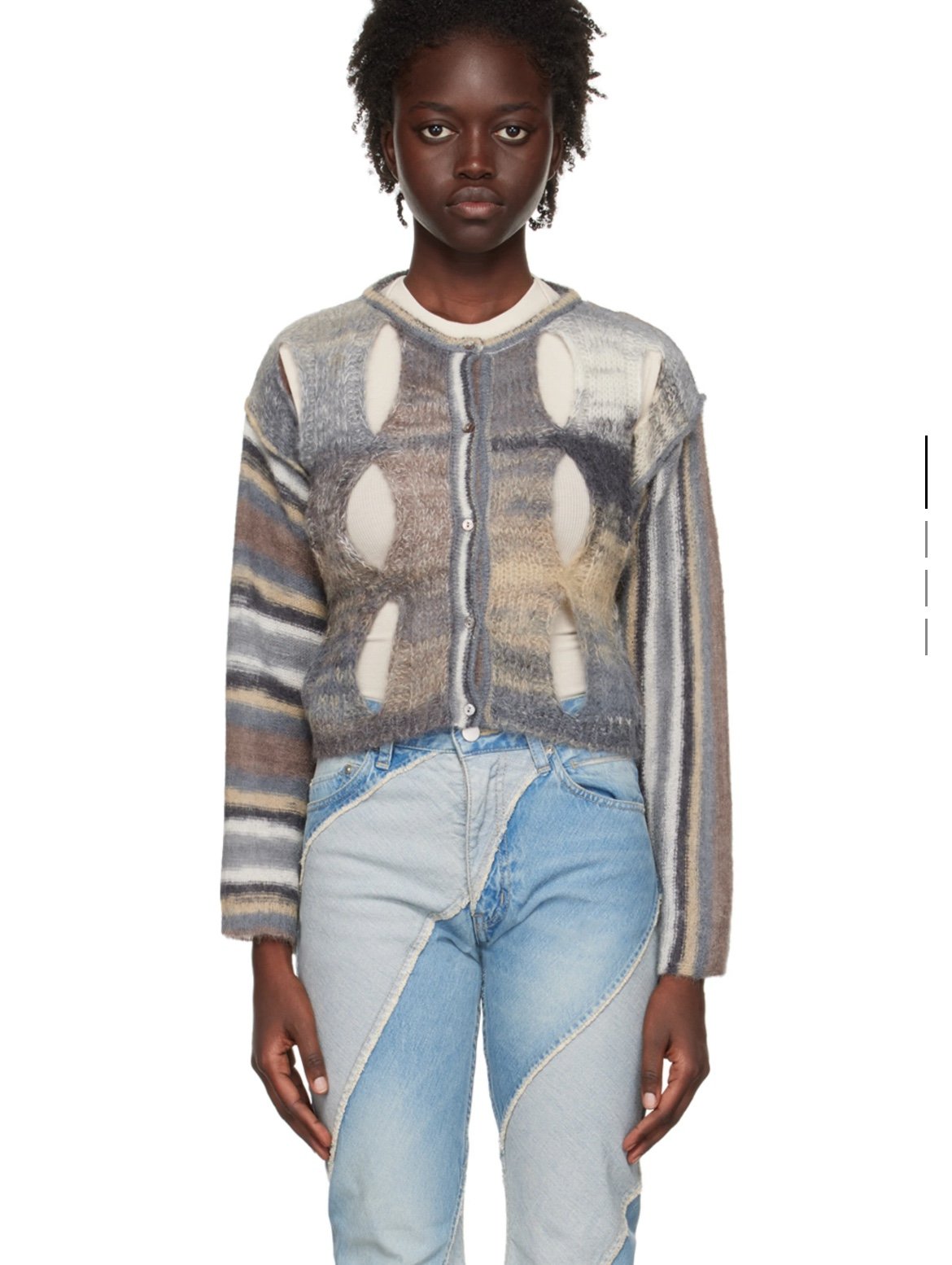 PERVERZE TIE-DYE MOHAIR CROPPED CARDIGAN