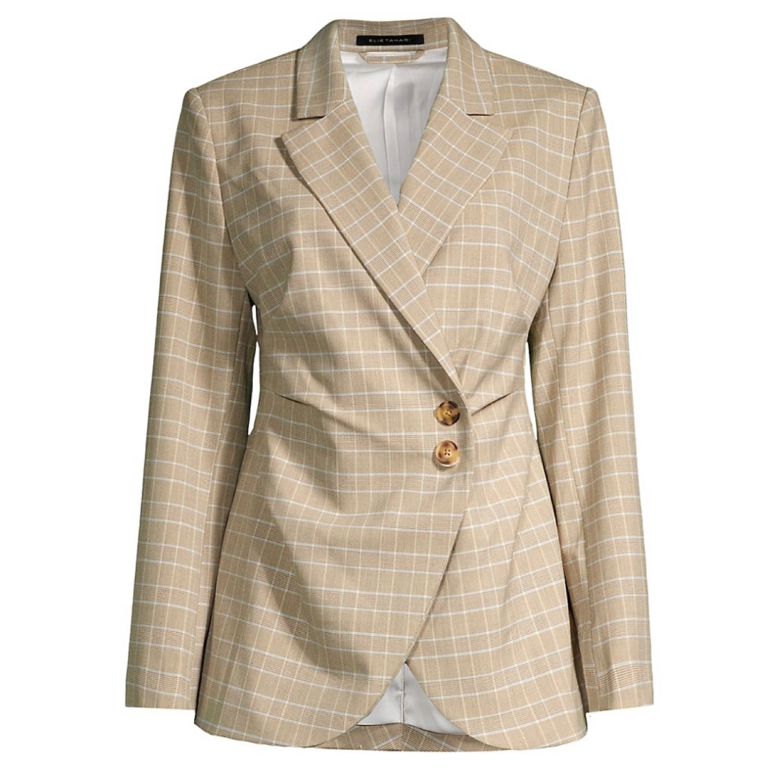 Elie Tahari Pebble Step Plaid Wrap Blazer Sz 12 NWT