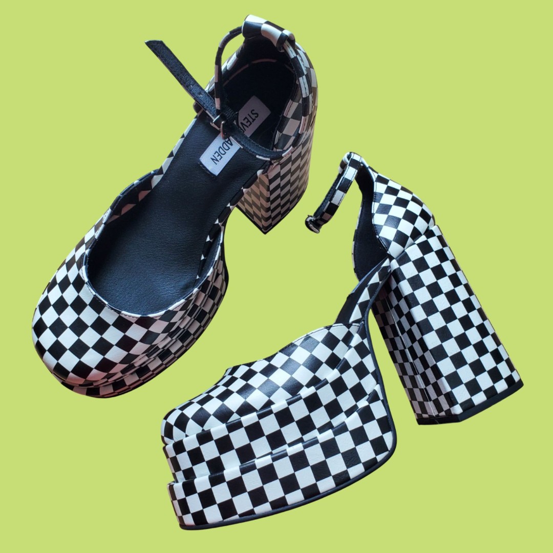 NEW Steve Madden Charlize Checkerboard Platform Heels