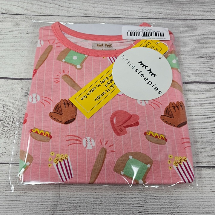 NIB Little Sleepies All Star Pink Short Sleeve/Shorts PJ Set Size 4T