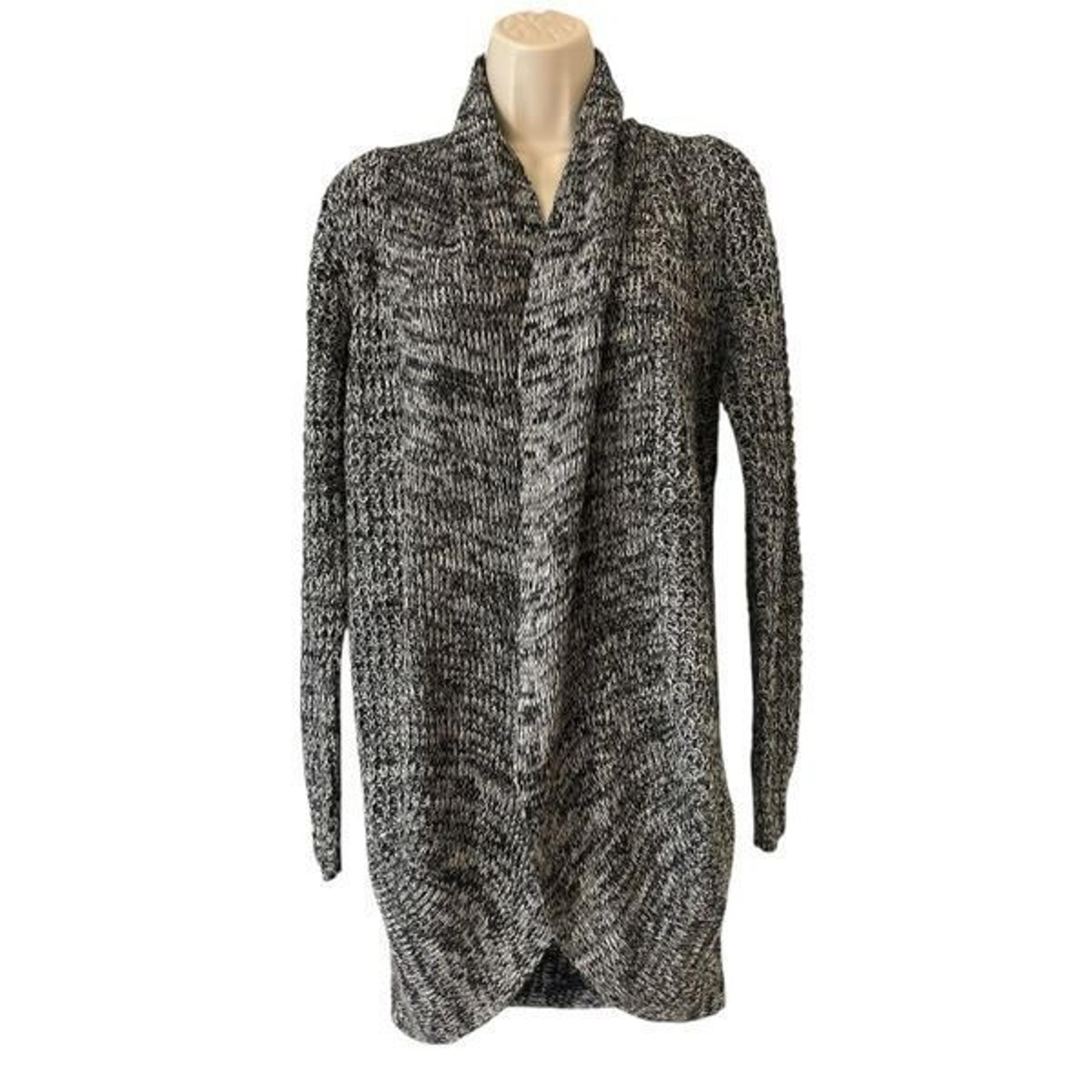 Long Sleeve Open Cardigan Gray Black Womens Size Small