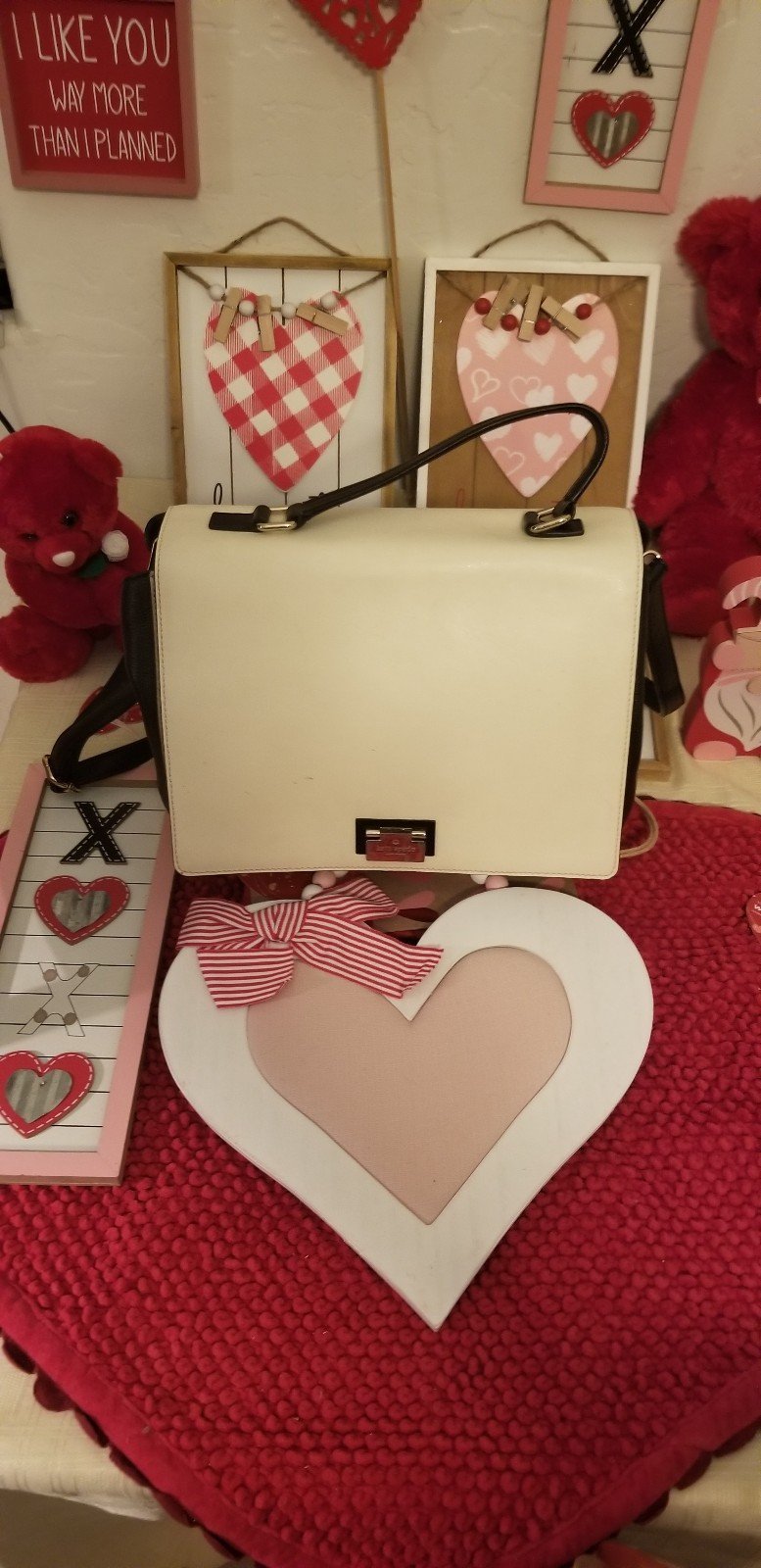 Valentine-Kate Spade Luxury Handbag -Beige/Black Trio Colors-Gold Trimmings(OBO)