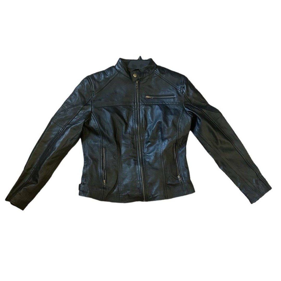 Real Leather Black Zip Up Jacket Size L