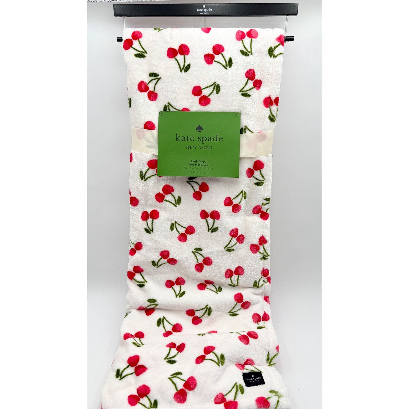 KATE SPADE Cherry Cherries Plush Throw Blanket NWT