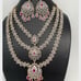 CZ Ruby Stone Multi Strand Long Necklace,Green Necklace, Jewelry, Bridal