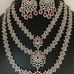 CZ Ruby Stone Multi Strand Long Necklace,Green Necklace, Jewelry, Bridal