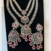 CZ Ruby Stone Multi Strand Long Necklace,Green Necklace, Jewelry, Bridal