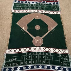 Baseball Game Theme Tapestry Throw Blanket 100% Cotton 44” X 70