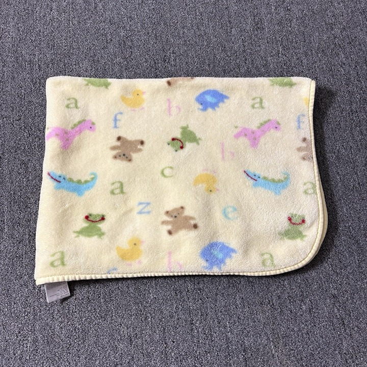 JUST BORN Plush Baby Blanket Yellow Animal Alphabet ABC Print Gender Neutral