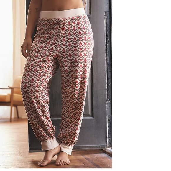 By Anthropologie Waffle-Knit Pajama Pants only size L nwt floral