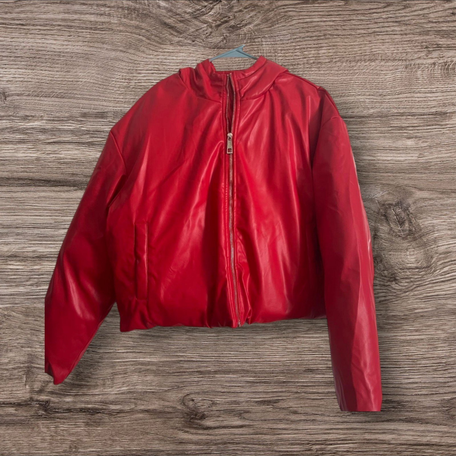 Boohoo, Man Shinny Red Hooded Puffer