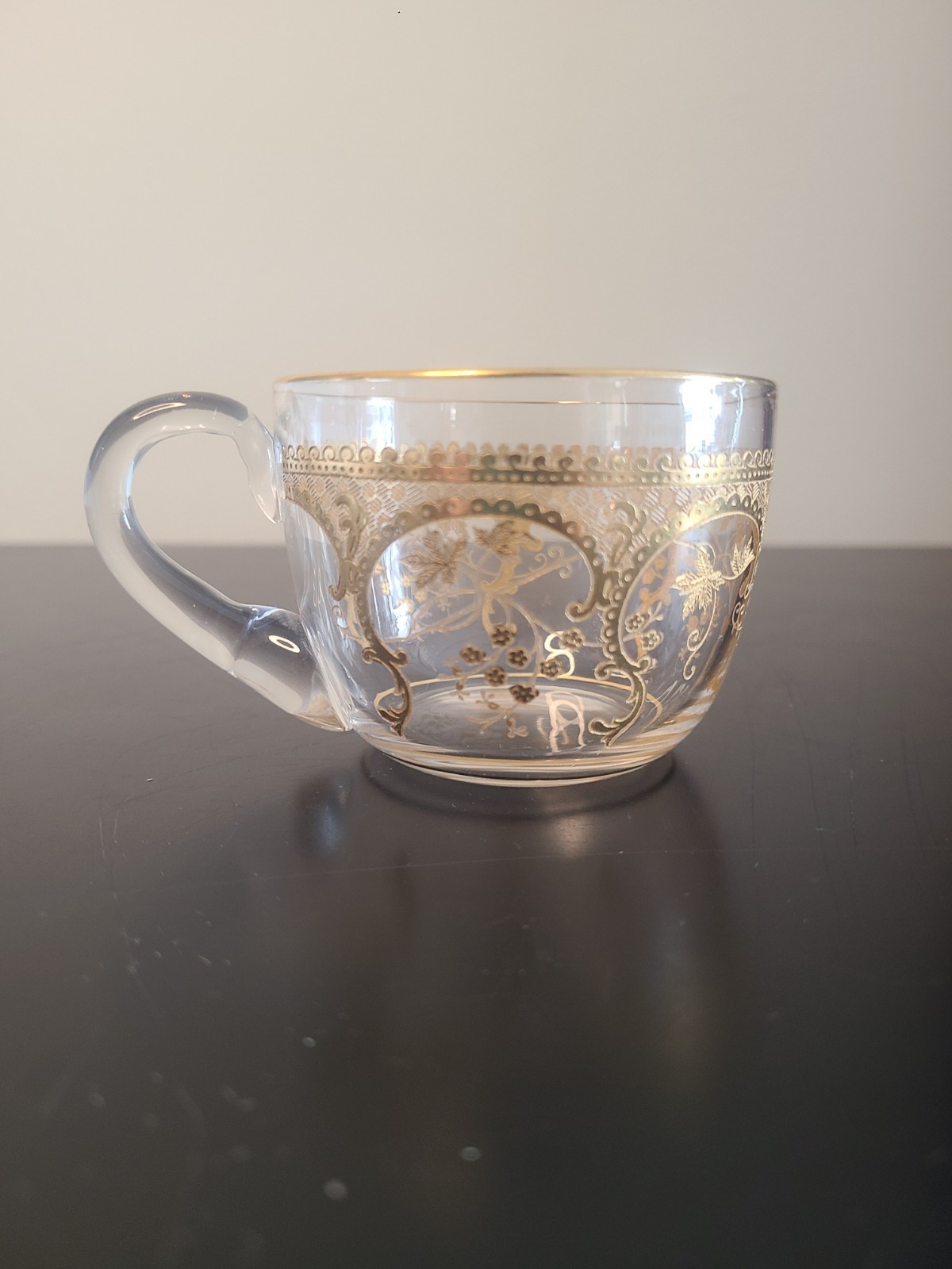 Vintage St. Louis Crystal 24k Gold Ornate Design Punch Cup