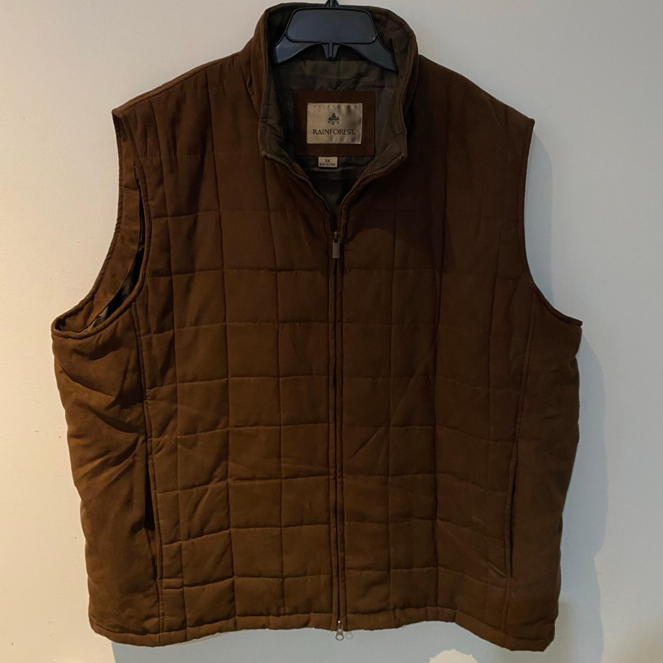 Rainforest Men’s Full Zip Quilted Vest- Chocolate Brown- Size 3XL