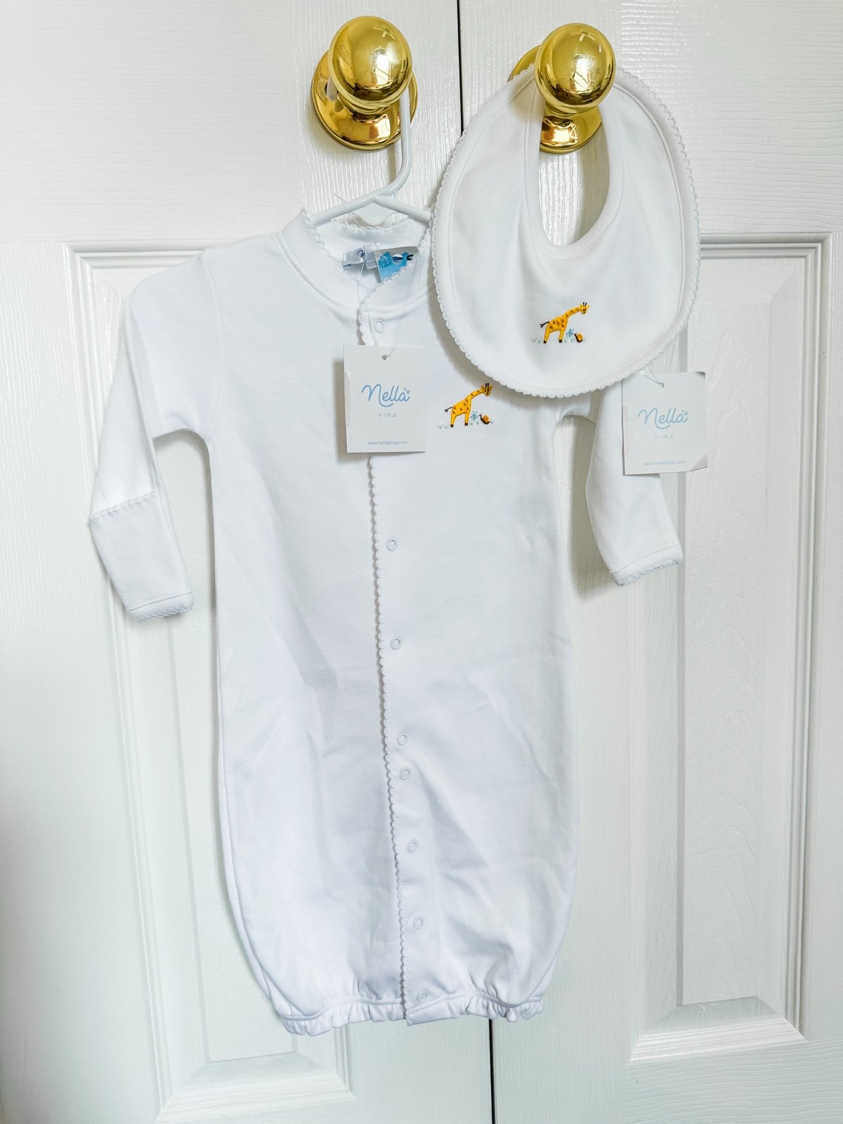 3m Nella Pima Giraffe Converter Gown and Bib Combo