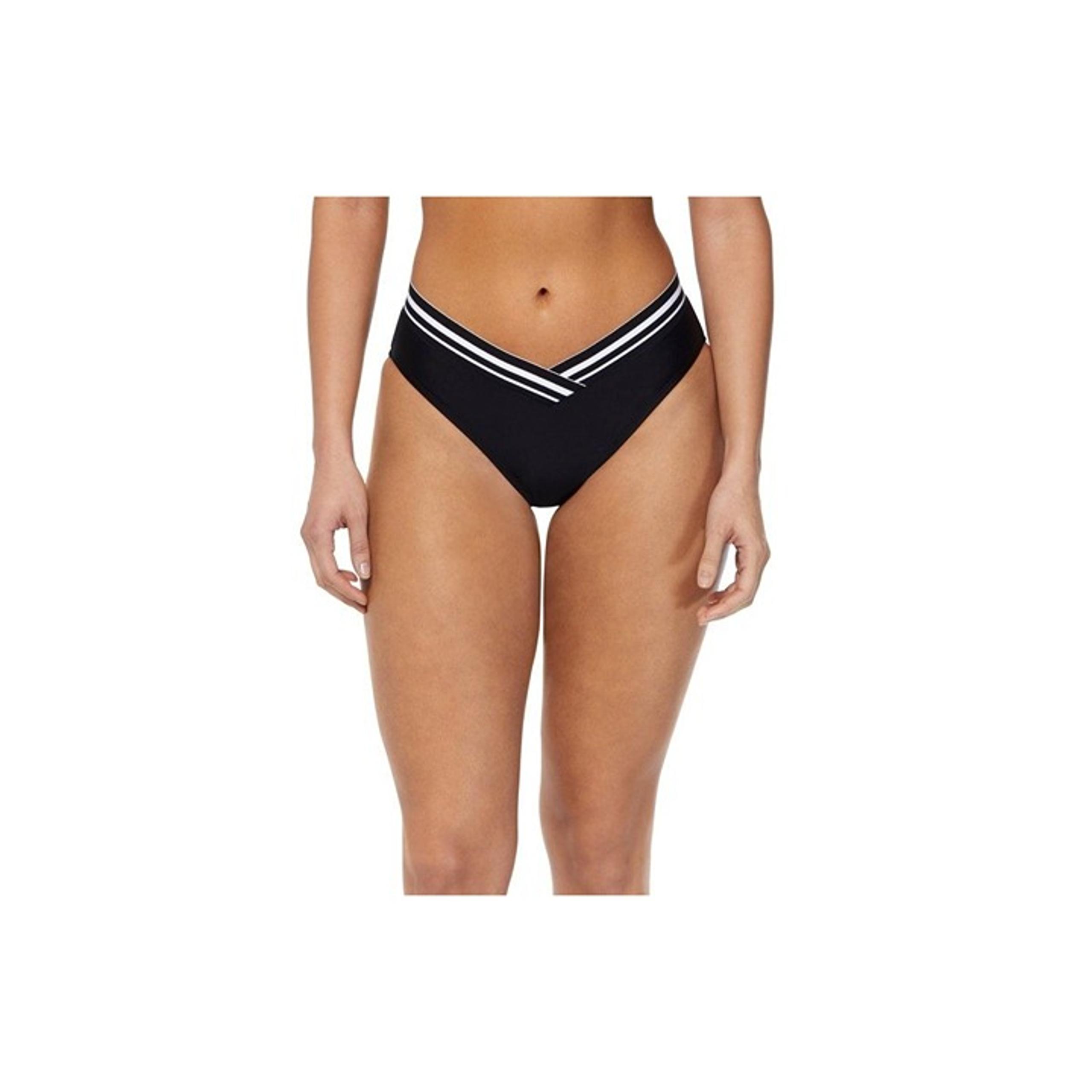 Reebok Womens Bikini Swim Bottom High Leg V Front Black Quick Dry UPF 50+ M
