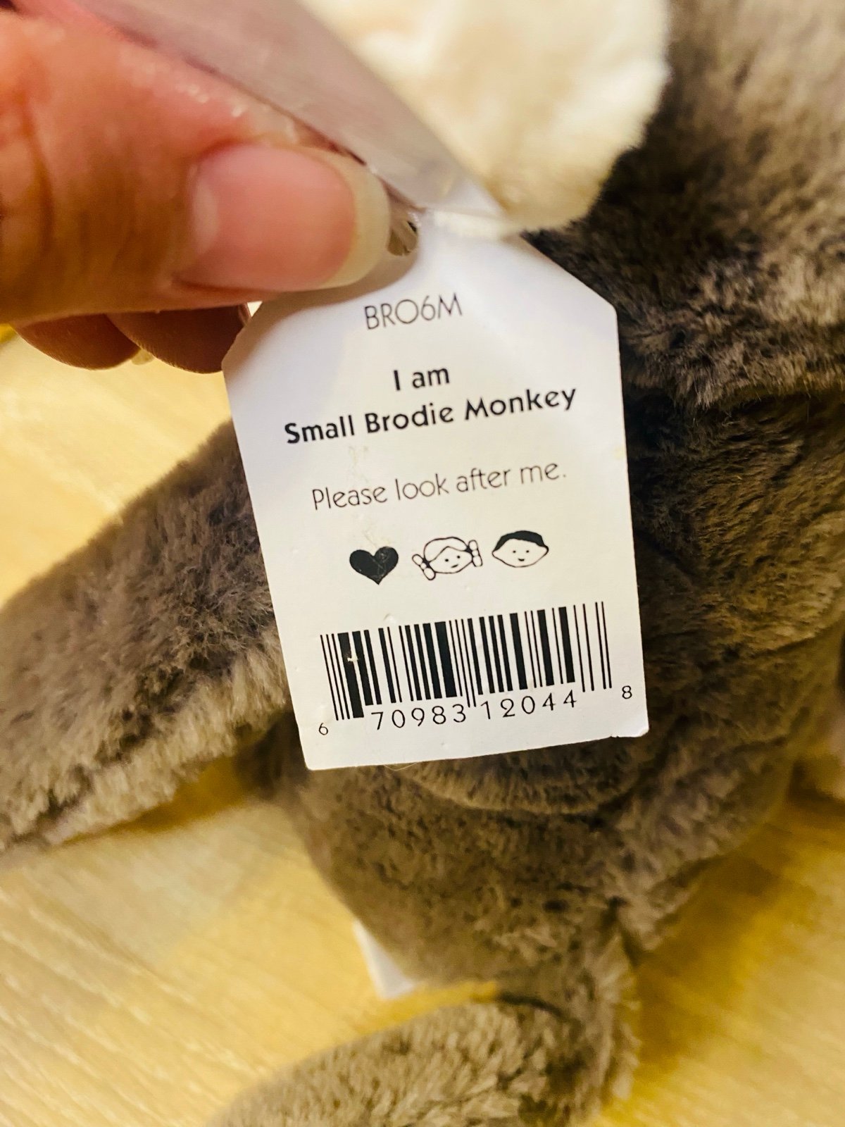 Jellycat Brodie the monkey - Retired! - detail