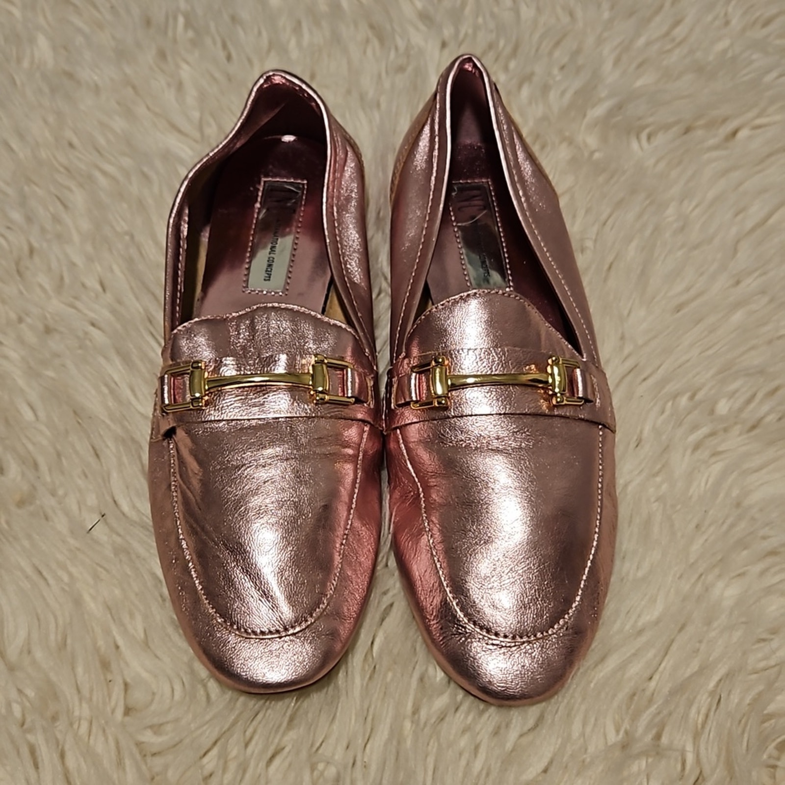 INC International Concepts Oleena Pink Metallic Slip On Loafers