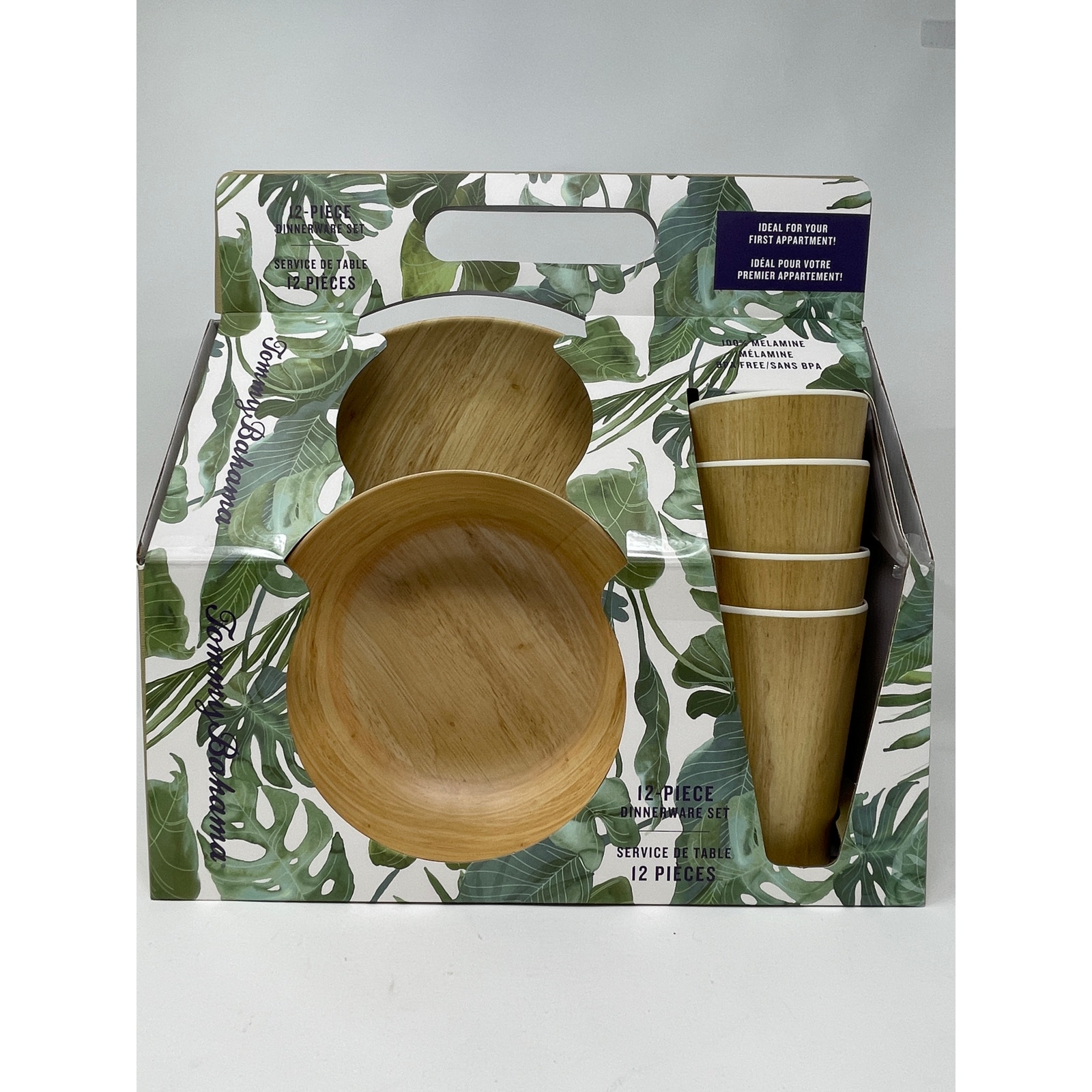 Tommy Bahama Melamine Wood Grain Melamine 12pc Dining set NEW