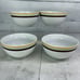 Rachael Ray LITTLE HOOT Autumn Stripe Owl Bands Porcelain Soup Cereal Bowl Set 4