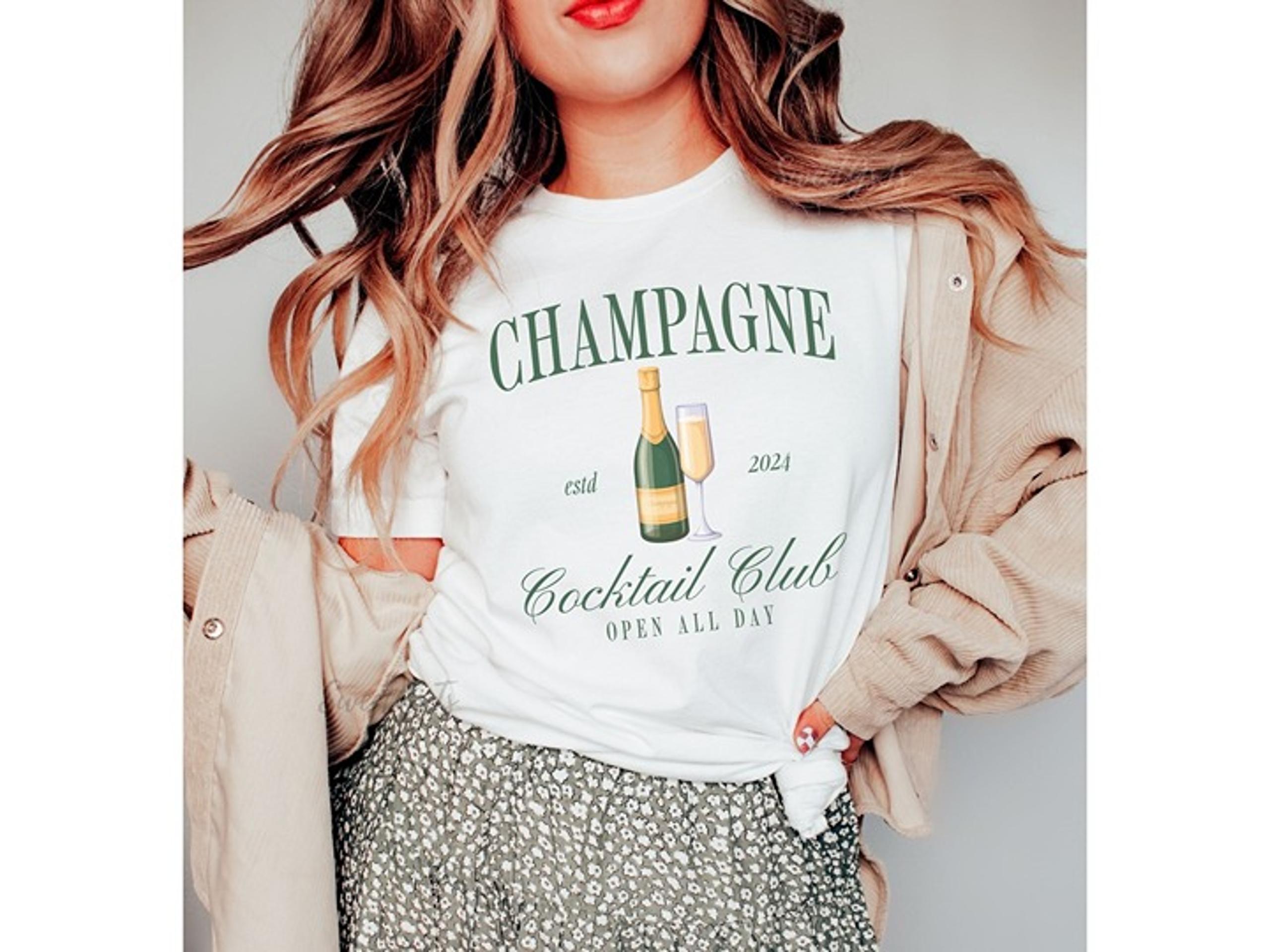 Champagne Shirt, Champagne Cocktail Club Tshirt, Cly Bachelorette T-shirts, Tren