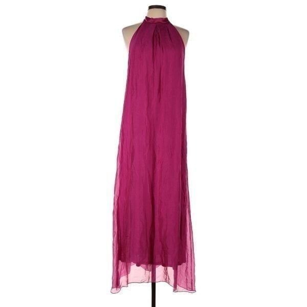 Angela Moda Made in Italy Fuchsia Silk Blend Maxi Dress size L NWT
