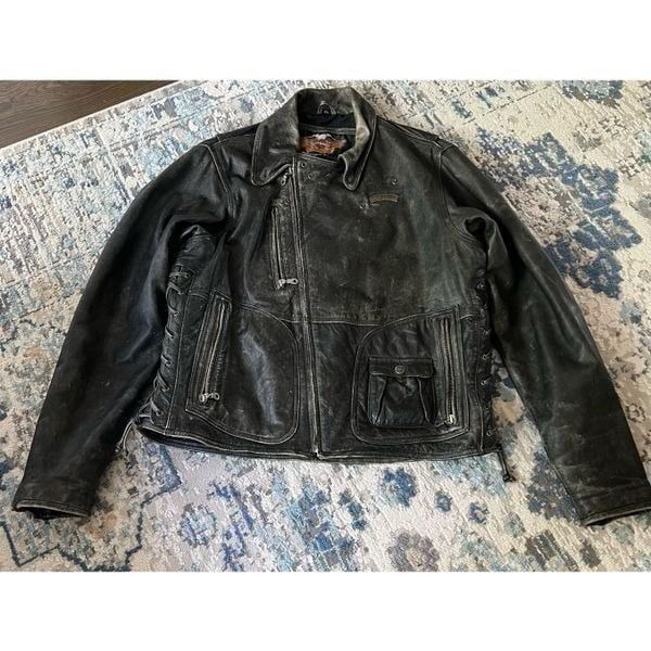 Harley Davidson Eagle Distressed Leather Jacket XL Men’s Motorcycle Biker Vintag