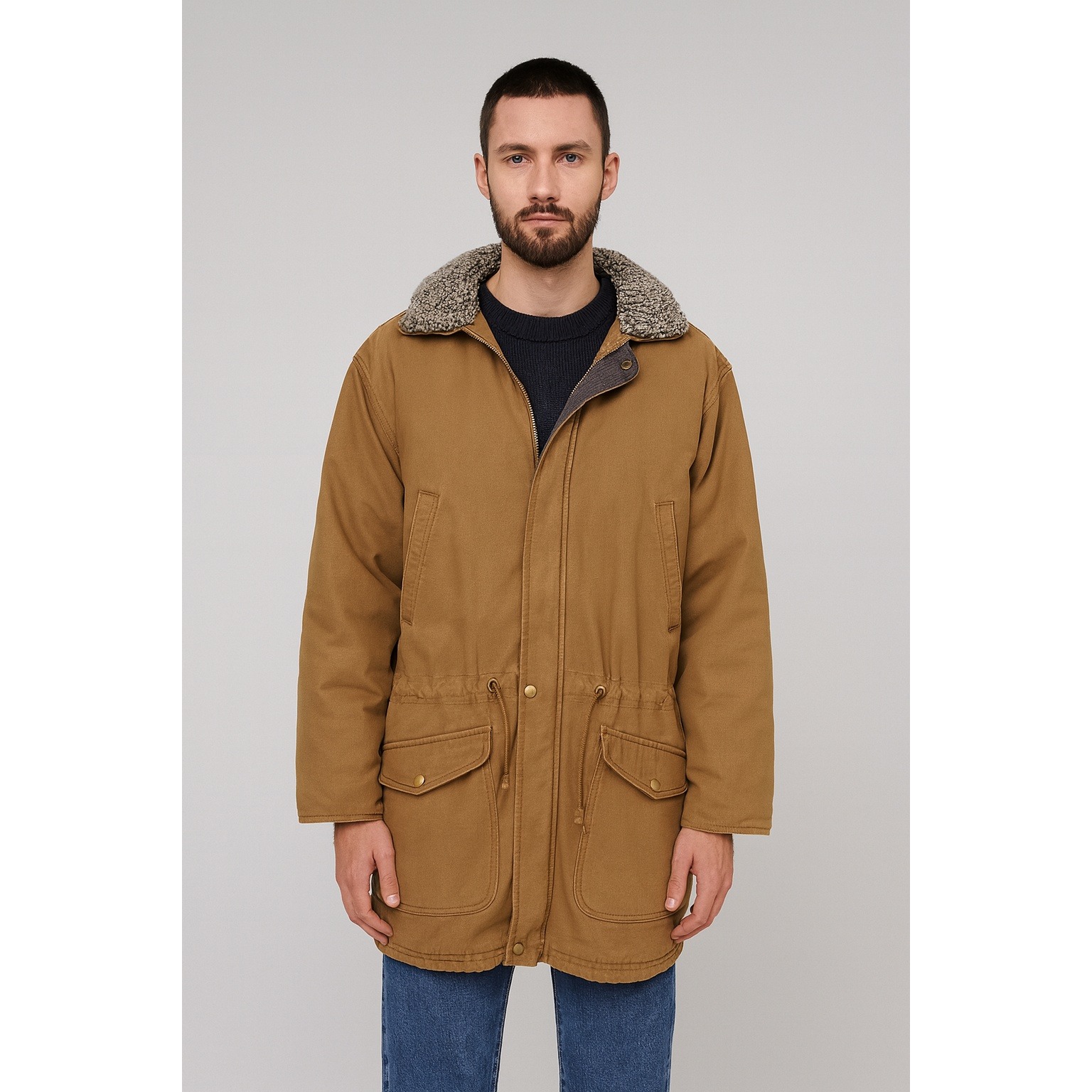 Vintage LL Bean Mens Brown Sherpa Lined Barn Chore Coat 2XL XXL