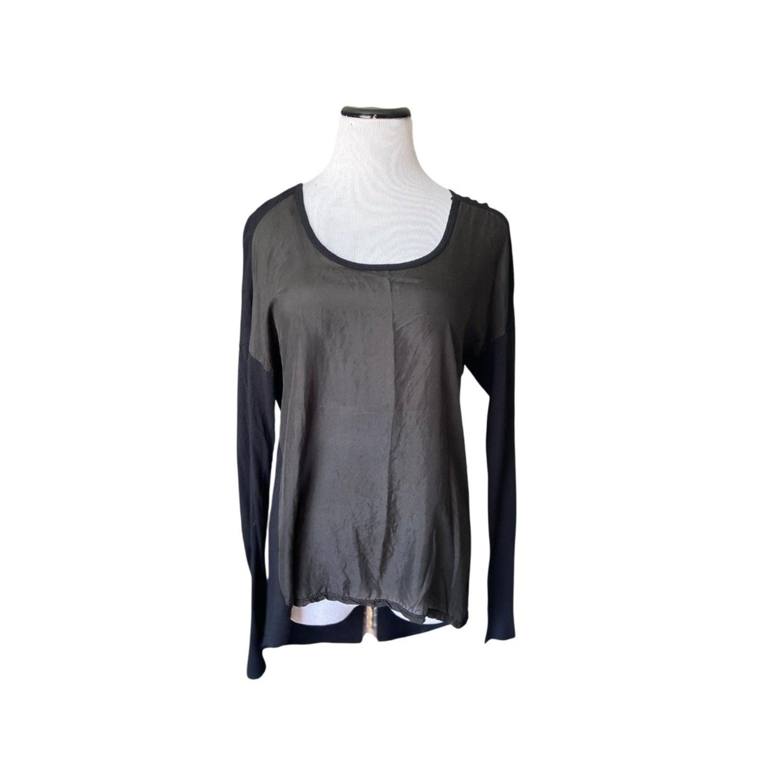 Michael Stars Women The Original Tee One Size Black 100% Silk Panel Quiet Luxury
