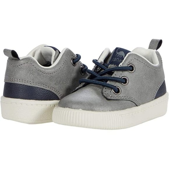 NEW Carter's Kid US 12 Alva Dinosaur Grey Navy Colorblock Slip On Sneaker