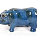 Vintage Chinese Porcelain Animal Figure of a Pig with Blue Monochrome Glaze