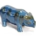 Vintage Chinese Porcelain Animal Figure of a Pig with Blue Monochrome Glaze