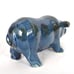 Vintage Chinese Porcelain Animal Figure of a Pig with Blue Monochrome Glaze