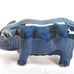Vintage Chinese Porcelain Animal Figure of a Pig with Blue Monochrome Glaze