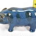Vintage Chinese Porcelain Animal Figure of a Pig with Blue Monochrome Glaze
