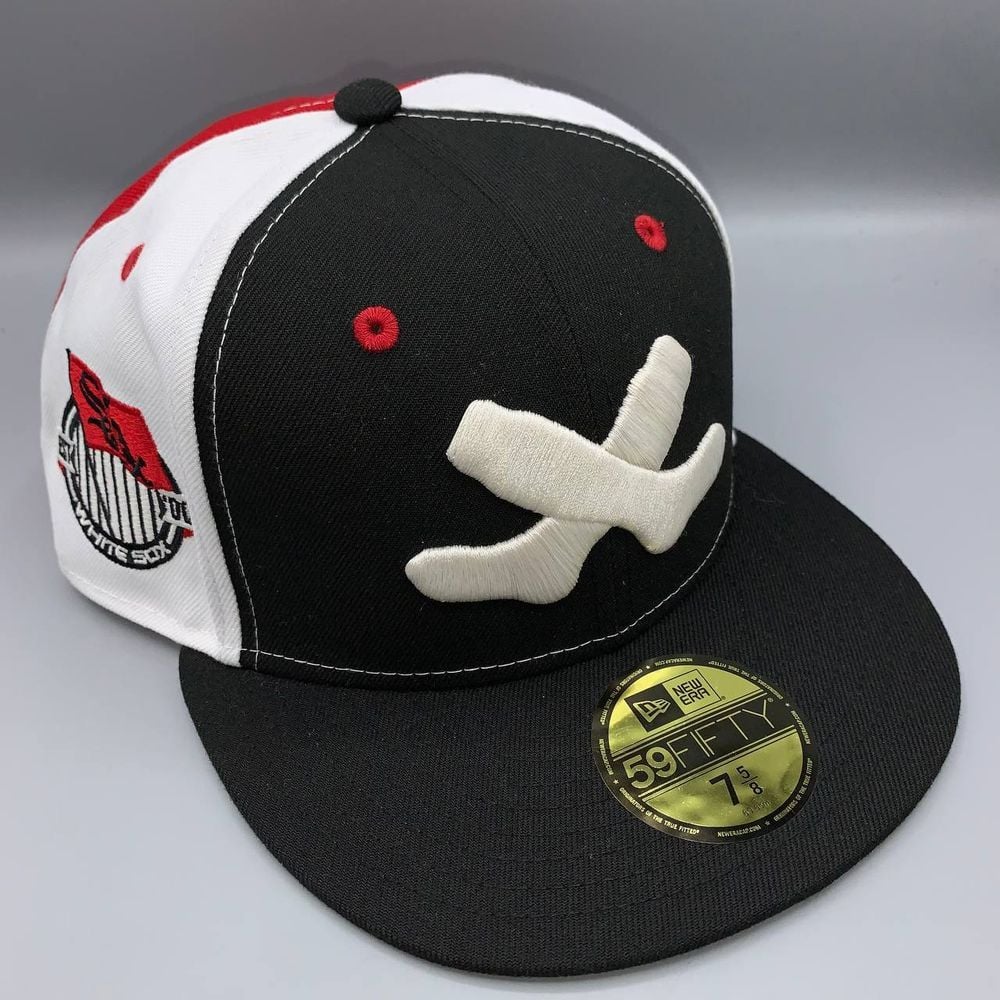 Chicago White Sox Hat Men 7 5/8 Black White 59Fifty New Era Fitted Cap New