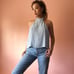 Keepsake Baby Blue Pleated Halter Top