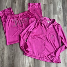 Juicy Couture Women's Satin Sleepwear Button Down Magenta Pink Size S Y2K Retro