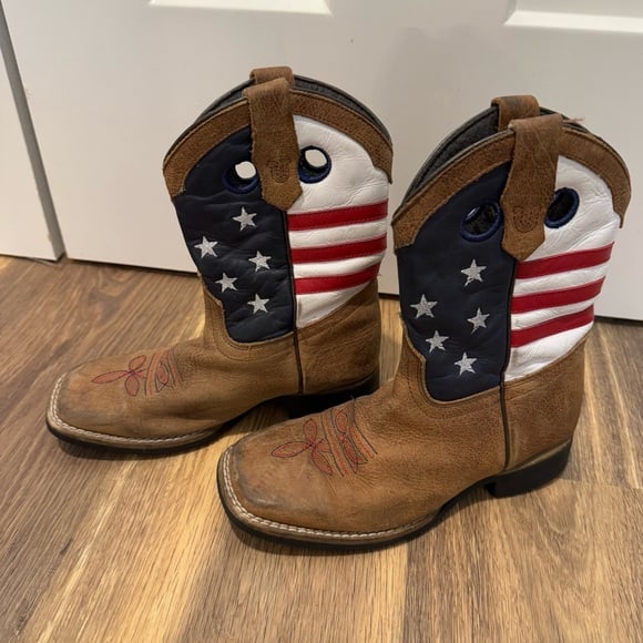 JB Dillon Leather Flag Pattern Cowboy Boots Children’s 13.5