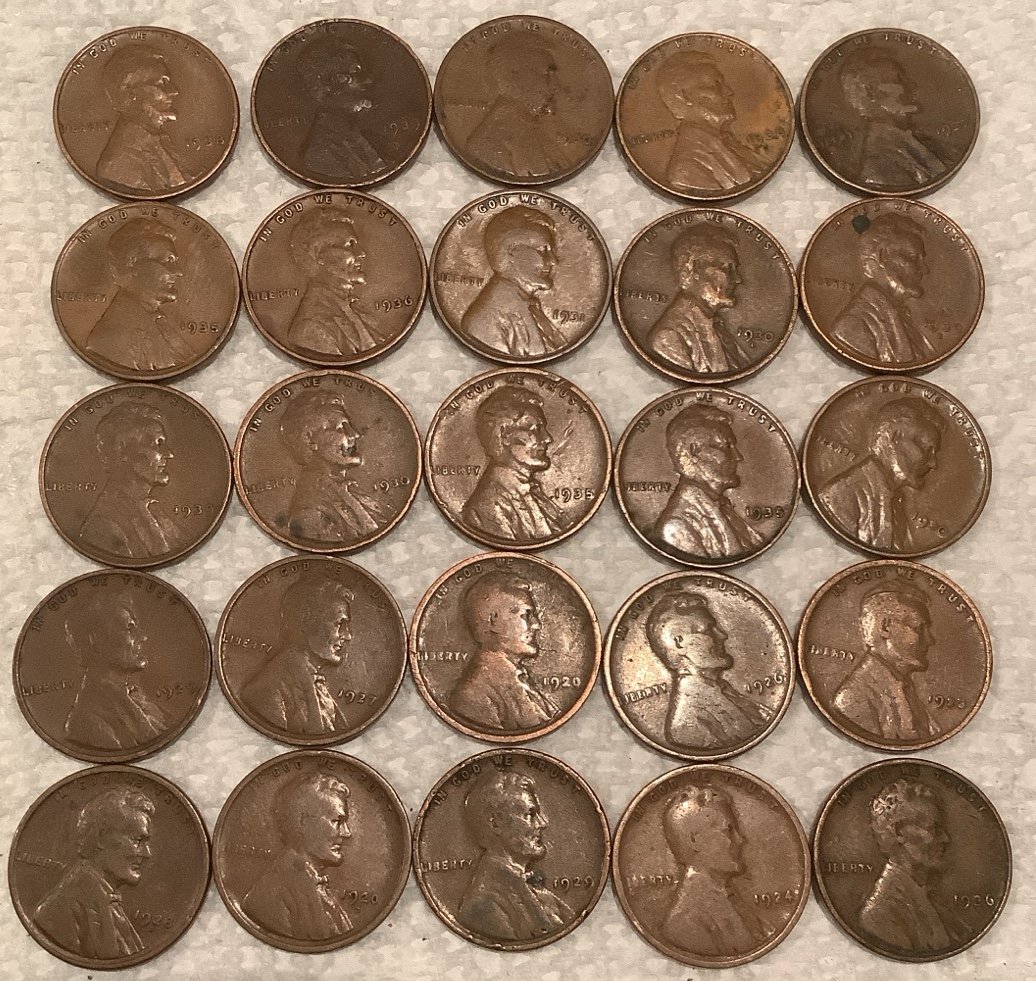 1920s 1930s fine Lincoln Pennies with mint marks 25 vintage coin lot