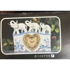 VINTAGE ELEPHANT PORCELAIN QUARTZ TABLE CLOCK