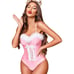 Women Pink Lingerie Sets Lace Up Bodysuit Teddy lingerie V Neck Nighty Chemise